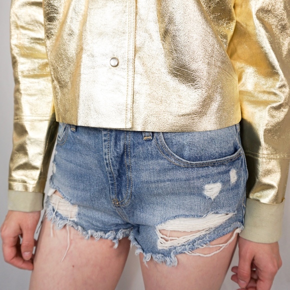 Vintage Metallic Gold Genuine Leather Jacket - Picture 8 of 8